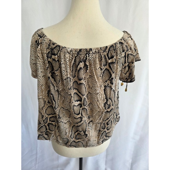 Michael Kors Snakeskin Print Off Shoulder Blouse Womens Size L - Picture 4 of 5